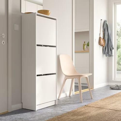 BISSA Shoe Cabinet with 3 Compartments White Idiya